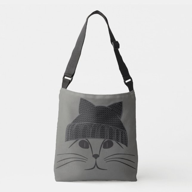 Bolsa Ajustável Gato legal no Chapéu da Lã (Frente)