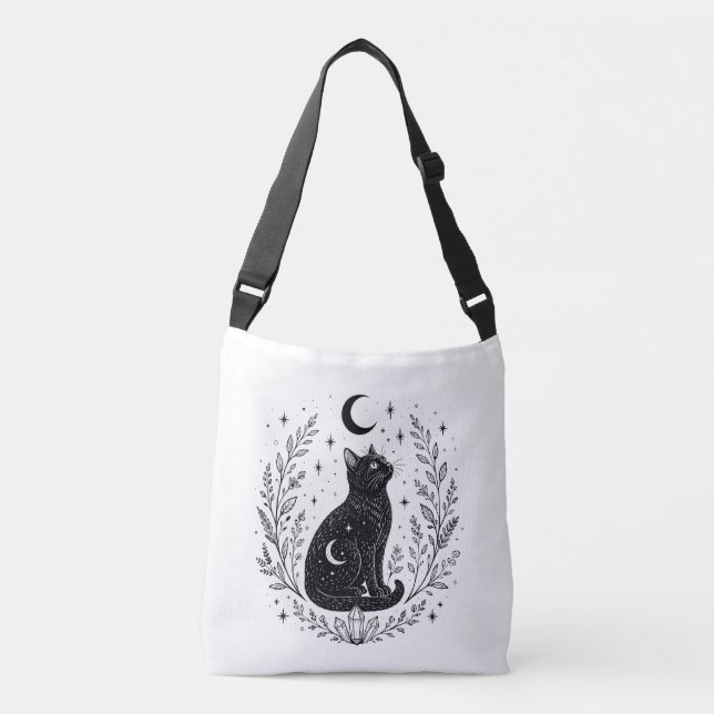 Bolsa Ajustável Gato místico bajo la luna (Frente)