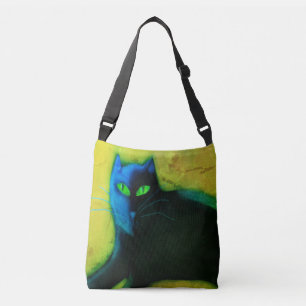Bolsa Ajustável Gato Negro com Olhos Verdes Abstrato