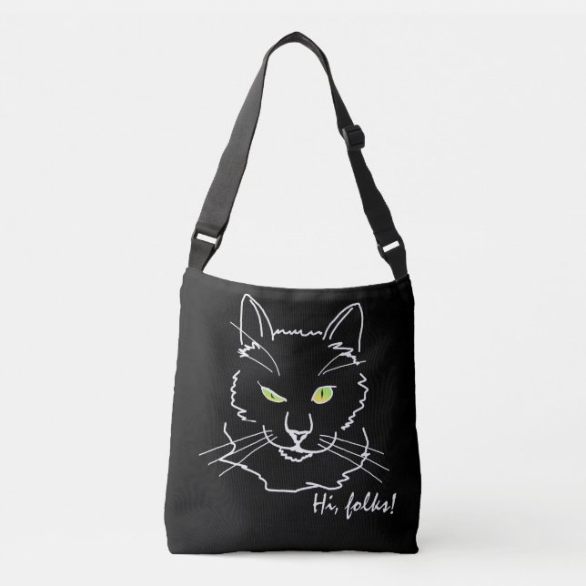 Bolsa Ajustável Gato Negro Engraçado (Frente)