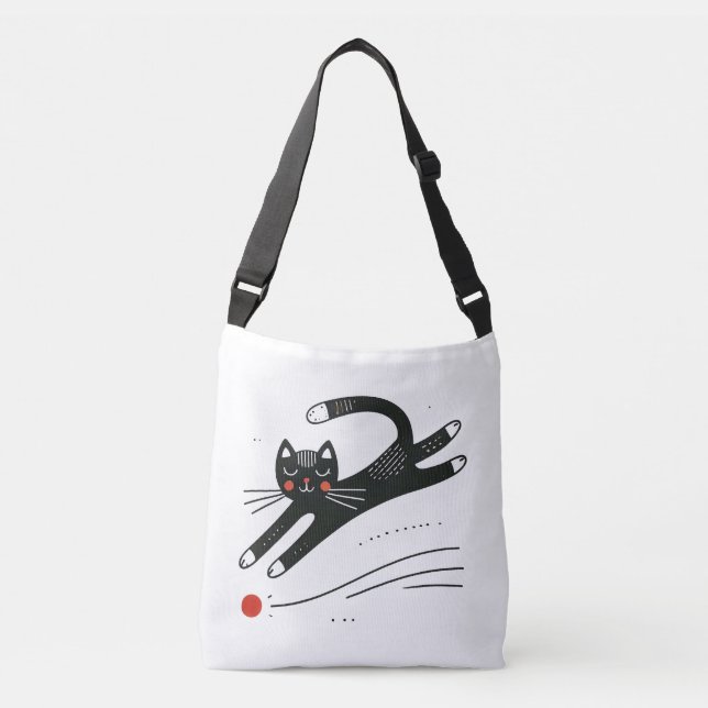 Bolsa Ajustável Gato Negro Impressionante Perseguindo Ponto Vermel (Frente)