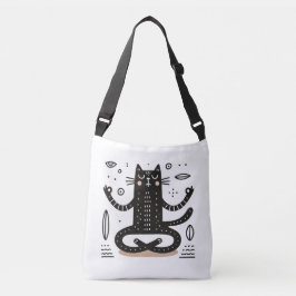 Bolsa Ajustável Gato Negro Zen Flutuando em Meditação