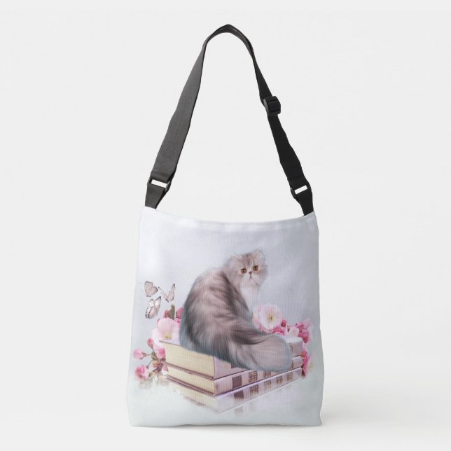 Bolsa Ajustável Gato persa com livros (Frente)