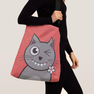 Bolsa Ajustável Gato pisc engraçado do gatinho dos desenhos