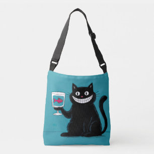 Bolsa Ajustável Gato Preto com Peixe num Vidro