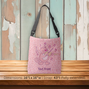 Bolsa Ajustável Gato Rosa com Violino Crossbody