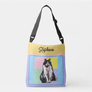 Bolsa Ajustável Gato Tuxedo Pastel Gatos Mulheres Cores Pastel