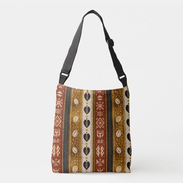 Bolsa Ajustável Geométrico étnico africano de cowrie (Frente)