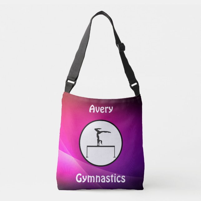 Bolsa Ajustável Ginástica Feminina Trave de Equilíbrio Rosa e Roxa (Frente)