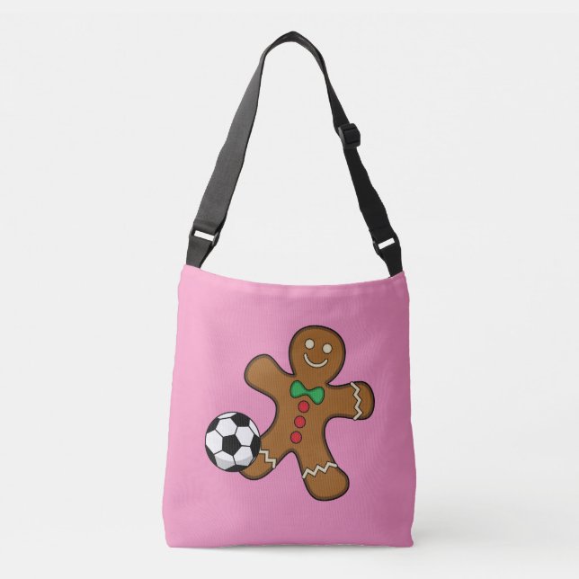 Bolsa Ajustável Gingerbird Man Jogando Futebol (Frente)