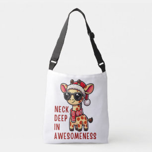 Bolsa Ajustável Girafa de Natal com óculos de sol, Papais noeis fe