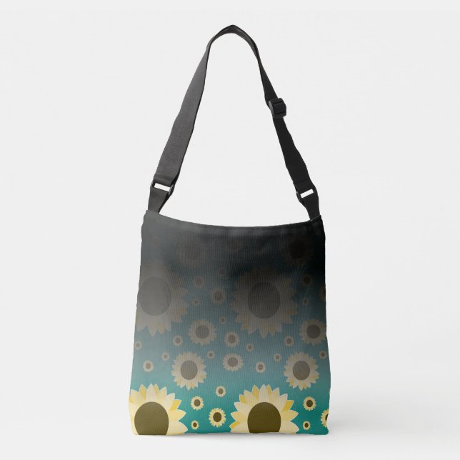 Bolsa Ajustável Girassóis brilhantes em verde (Frente)