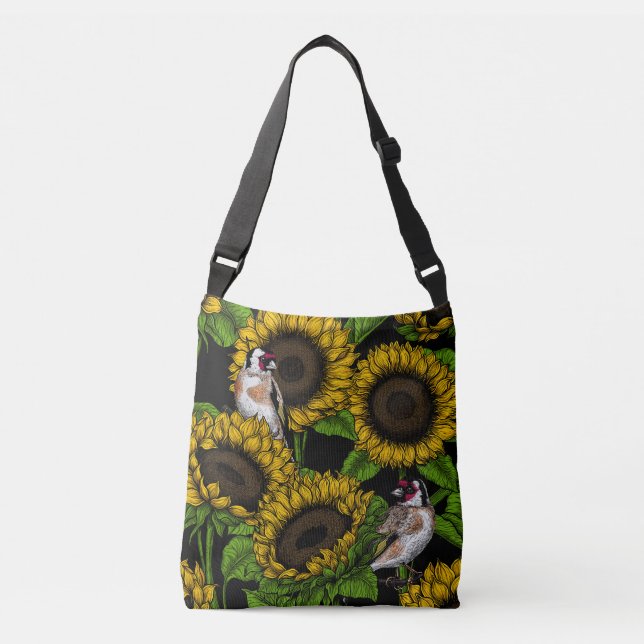 Bolsa Ajustável Girassóis e coxas douradas a preto (Frente)