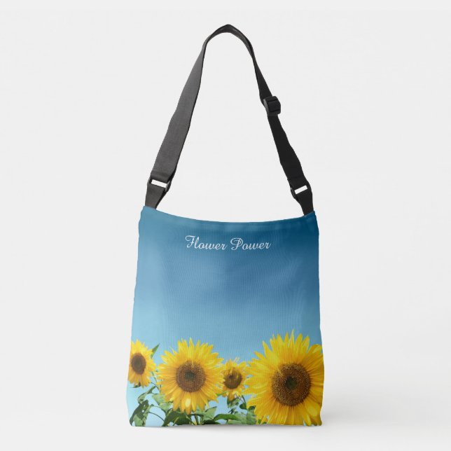 Bolsa Ajustável Girassóis Elegantes em Tons Azul Céu (Frente)