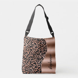 Bolsa Ajustável Glam Leopard Spots Rosa Dourado Nome Metálico Negr