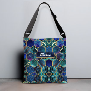 Bolsa Ajustável Glitter Turquoise azul-escura-escura