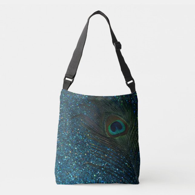 Bolsa Ajustável Glittery Aqua Peacock (Frente)