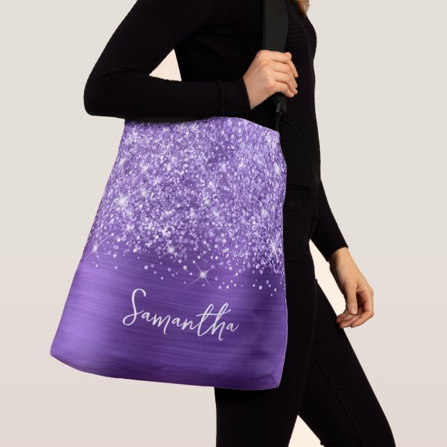 Bolsa Ajustável Glittery Purple Ametyst Glam Name (Close Up)