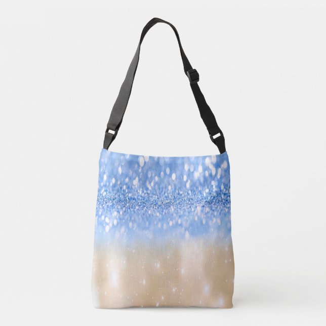 Bolsa Ajustável Glitzy Trendy Sparkle Blue e Dourada Girly Glitter (Verso)