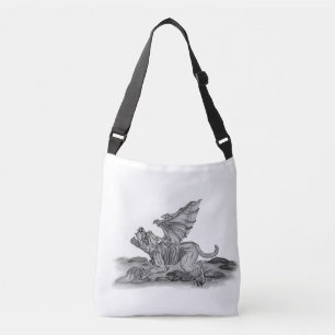 Bolsa Ajustável Golem Gargoyle, design preto e branco