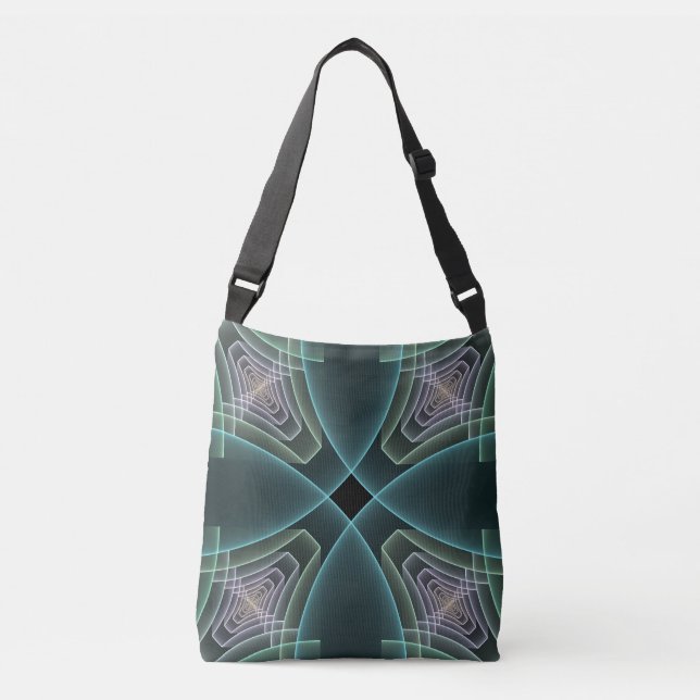 Bolsa Ajustável Gráfico de Arte Geométrica Teal Moderna (Frente)