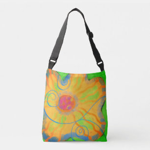Bolsa Ajustável Grande Abstrato de Flor Amarelo