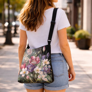 Bolsa Ajustável Grandes Flores Sortidas Cores Escuras