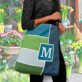 Bolsa Ajustável Grandes tiras em azul e verde com Monograma