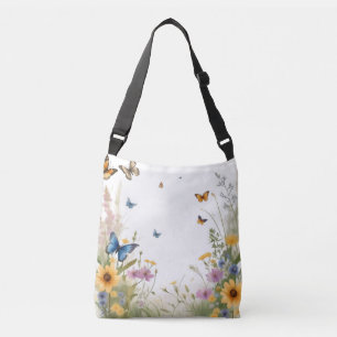 Bolsa Ajustável Graus E Borboletas De Flores Selvagens Por Aquarel