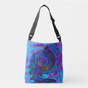 Bolsa Ajustável Groovy Abstrato Retro Azul e Roxo Redemoinho