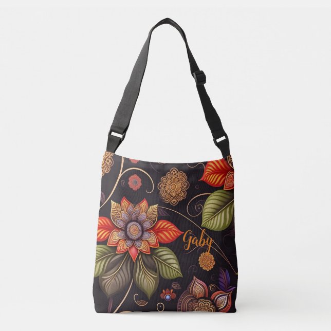 Bolsa Ajustável große Blüten mit Ornamenten edles Muster (Frente)