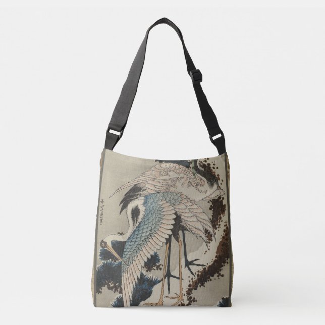 Bolsa Ajustável Gruas em Pine Hokusai coberto de neve (Frente)