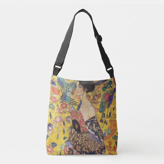 Bolsa Ajustável Gustav Klimt Lady Com Pintura Fan Art Nouveau (Frente)