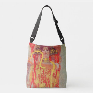 Bolsa Ajustável Gustav Klimt Red Woman Dourada pintura Cobra