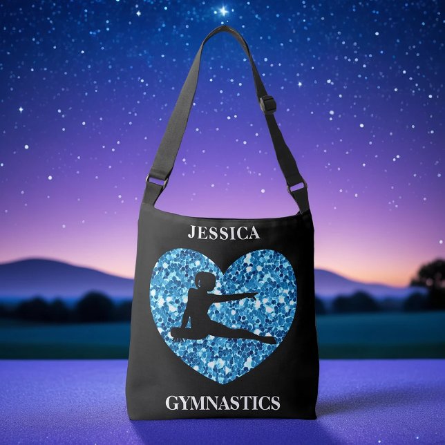 Bolsa Ajustável Gymnastics Girl Black with Teal Sequin Heart (Criador carregado)