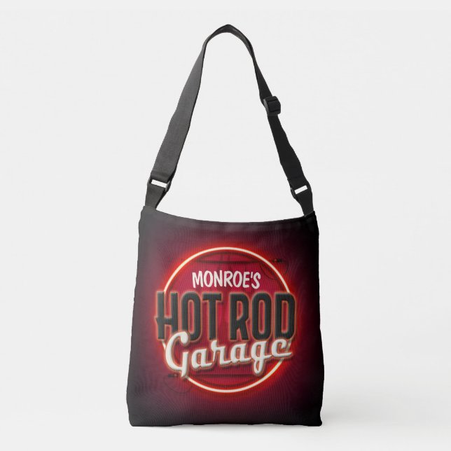 Bolsa Ajustável Hot Rod Flames Nome Personalizado Garagem Personal (Frente)