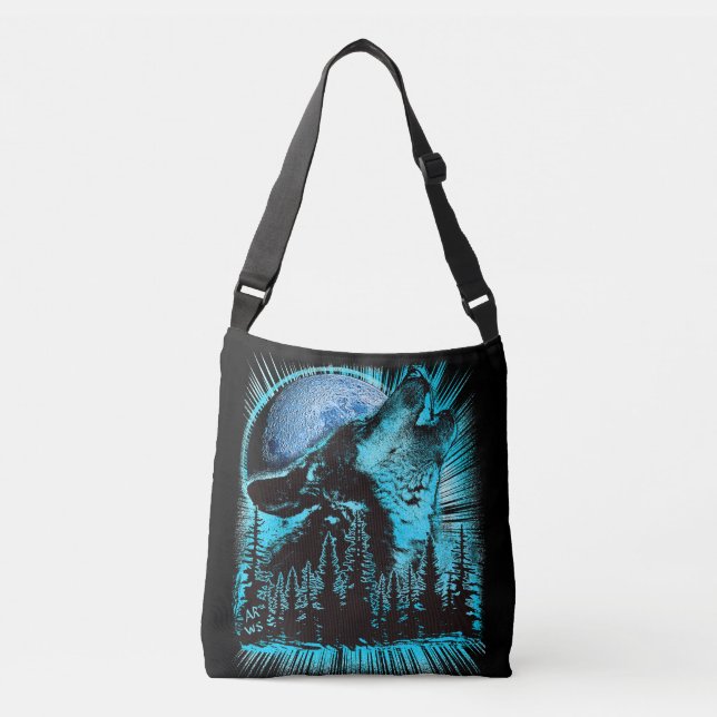 Bolsa Ajustável Howling Wolf Moon Pine Forest (Frente)