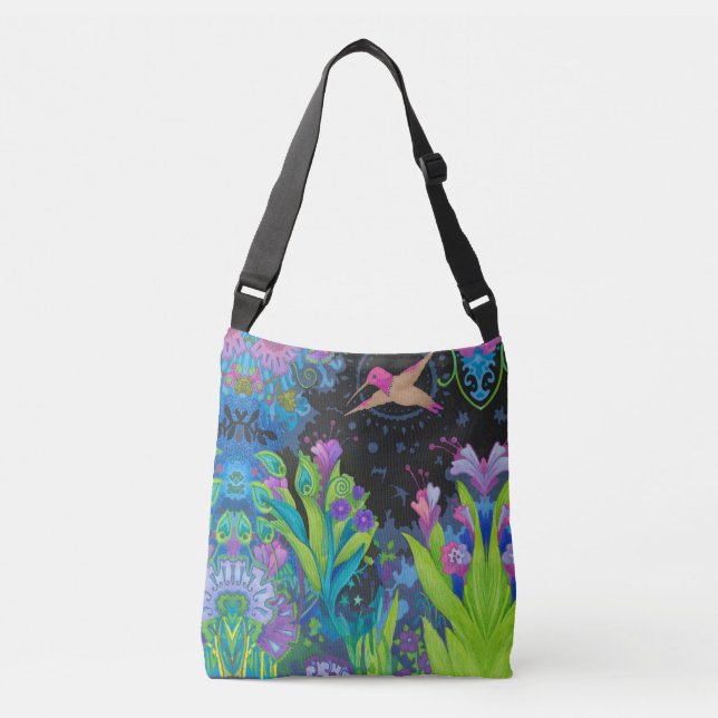 Bolsa Ajustável Hummingbird Blooms Crossbody Bag (Frente)