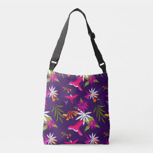 Bolsa Ajustável Hummingbird Flor Tropical Púrpura Rosa Padrão