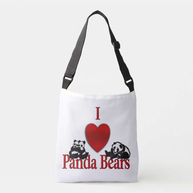 Bolsa Ajustável I Heart Panda Bears Divertido (Frente)