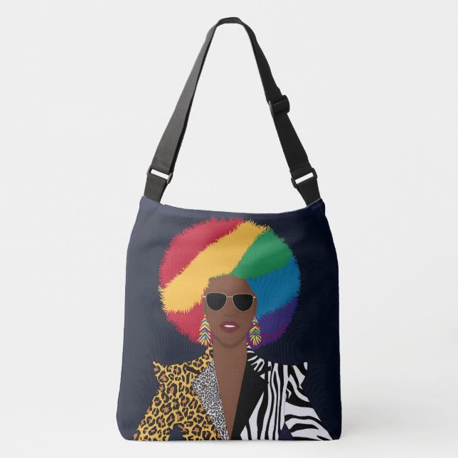 Bolsa Ajustável Ilustração Afro-Chic Negrito e Vibrante (Frente)