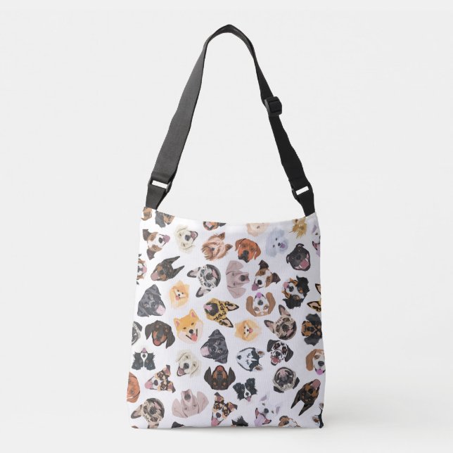 Bolsa Ajustável Ilustração alegre com cães (Frente)