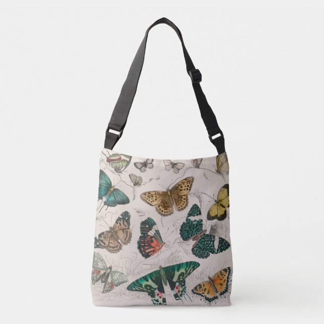 Bolsa Ajustável Ilustração Antiga de Borboleta: 1820 Ourivesaria (Frente)