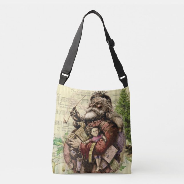 Bolsa Ajustável Ilustração Clássica da Árvore Santa feliz (Frente)