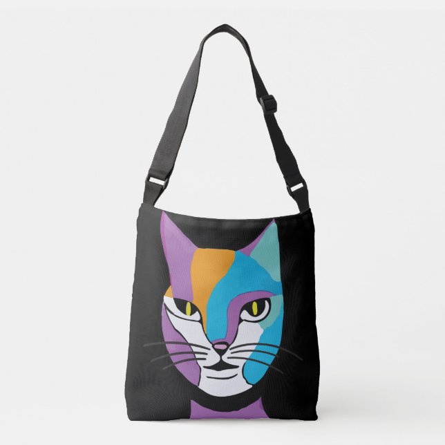 Bolsa Ajustável Ilustração Colorida de Mulher Gato (Frente)