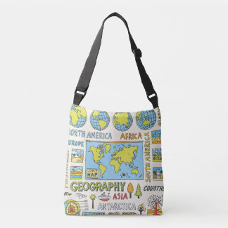 Bolsa Ajustável Ilustração da Geografia da Vintagem Desenhada à Mã