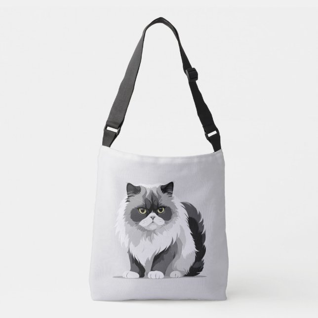 Bolsa Ajustável Ilustração de Arte Vetor de Cat com Preto e Branco (Frente)
