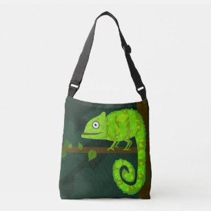 Bolsa Ajustável Ilustração de Camaleão Verde Fofo Réptil Tropical