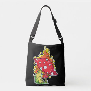 Bolsa Ajustável Ilustração de Cogumelo Psikedélico em Chamas Arte