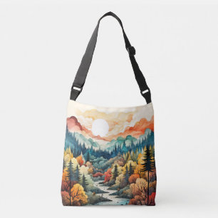 Bolsa Ajustável Ilustração de Paisagem Cênica Abstrato de Fora